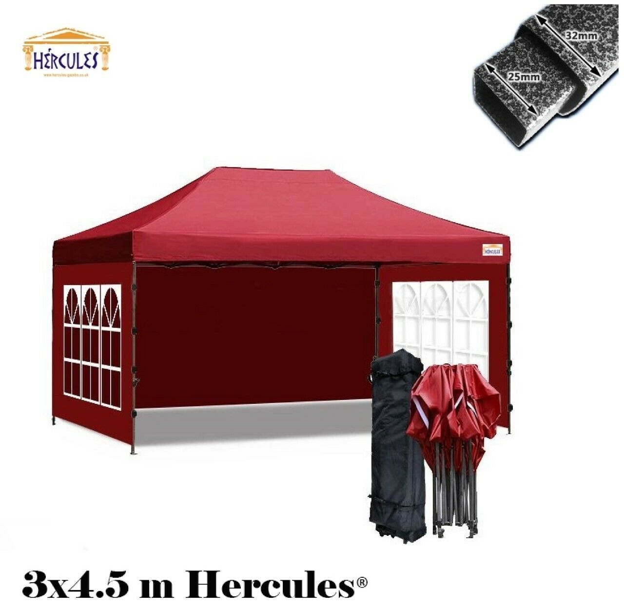 HERCULES GAZEBO® 3m x 4.5m STEEL FRAME COMMERCIAL GRADE POP UP GAZEBO Garden & Patio Garden