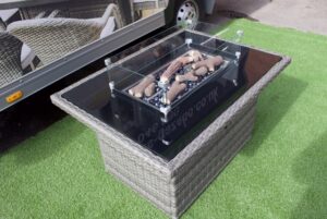 Rattan fire pit table